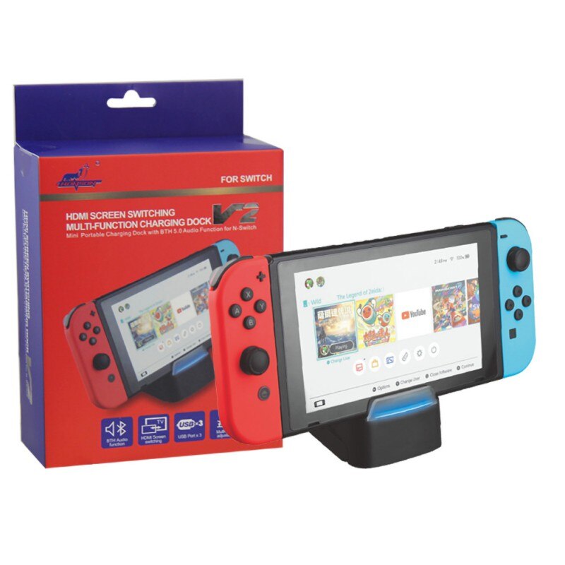 Portable TV Converter Dock For Nintendos Switch Console Bluetooth HDMI Video Converter 3 USB Connect Speaker Bluetooth Earphone