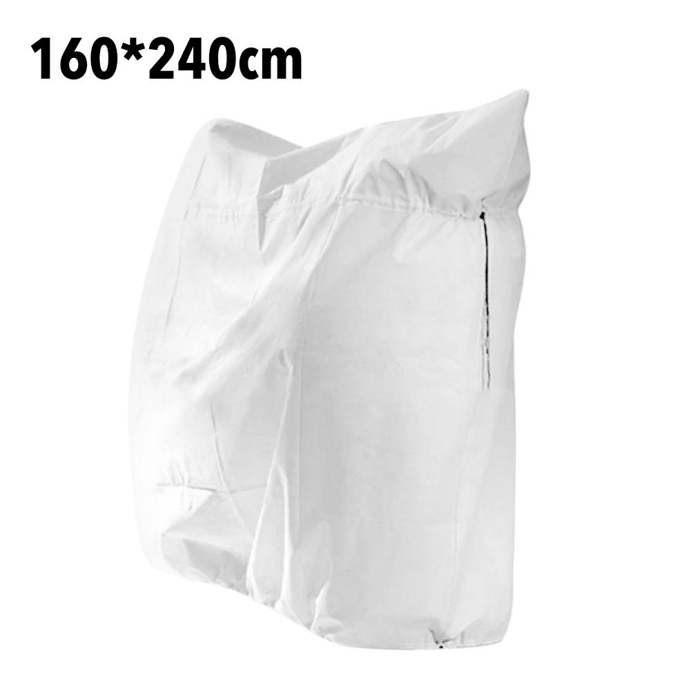 Kraftig vinterbeskyttelse plantebetræk vinterbetræk anti-frost lynlås og snøre kuldebeskyttelse non-woven plante frostvæskepose: 160 x 240cm / Hvid