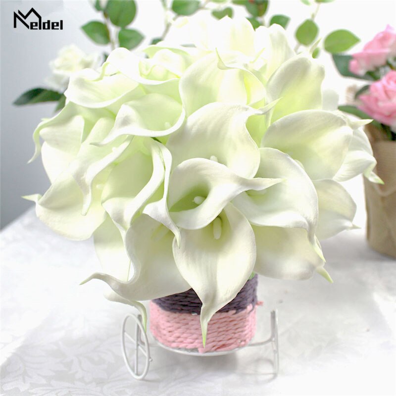 Meldel bryllup buket calla lilje kunstige blomster brude buketter brudepiger brud ægteskab bryllup buket hjem dekoration