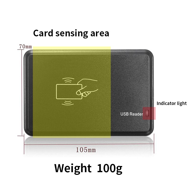13.56Mhz Rfid Ic Uid Reader Usb-poort Smart Card Alleen Reader Dual-Kleur Led Machine Ondersteuning Windows Linux moc Ios Android Systeem