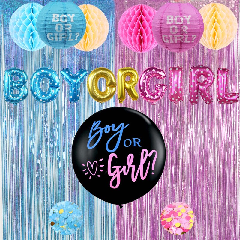 Stor 36 tommer sort køn afslører ballon dreng eller pige fødselsdagsfest latex balloner fødselsdagsfest børnefest indretning konfetti ballo