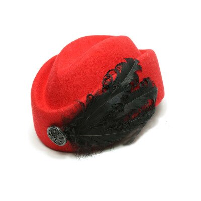 Australian Hats Wool Feather Bow Airline Stewardess White Women&#39;s Fedora Caps Formal Lady Hat Royal Style Domechapeu: 9