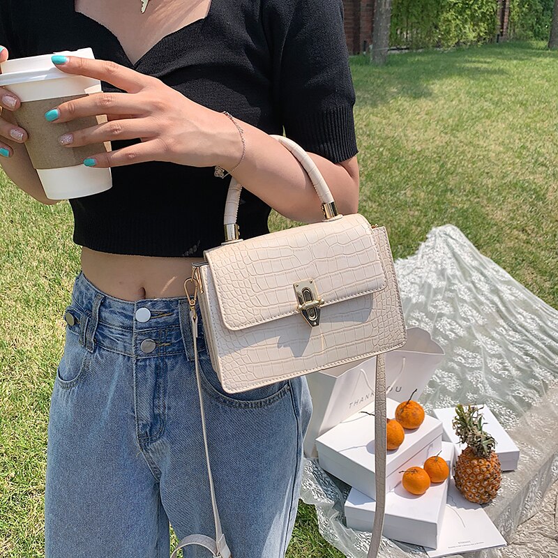 Krokodil aufbringen Umhängetaschen für Frauen Kleine Kette Handtasche Kleine Tasche Pu Leder Hand Tasche Damen Abend Taschen