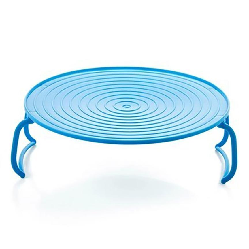Multifunctional Kitchen Microwave Oven Shelf Heating Layered Steaming Rack Food Tray Rack Holder Organizer Tool Accessory: Blue