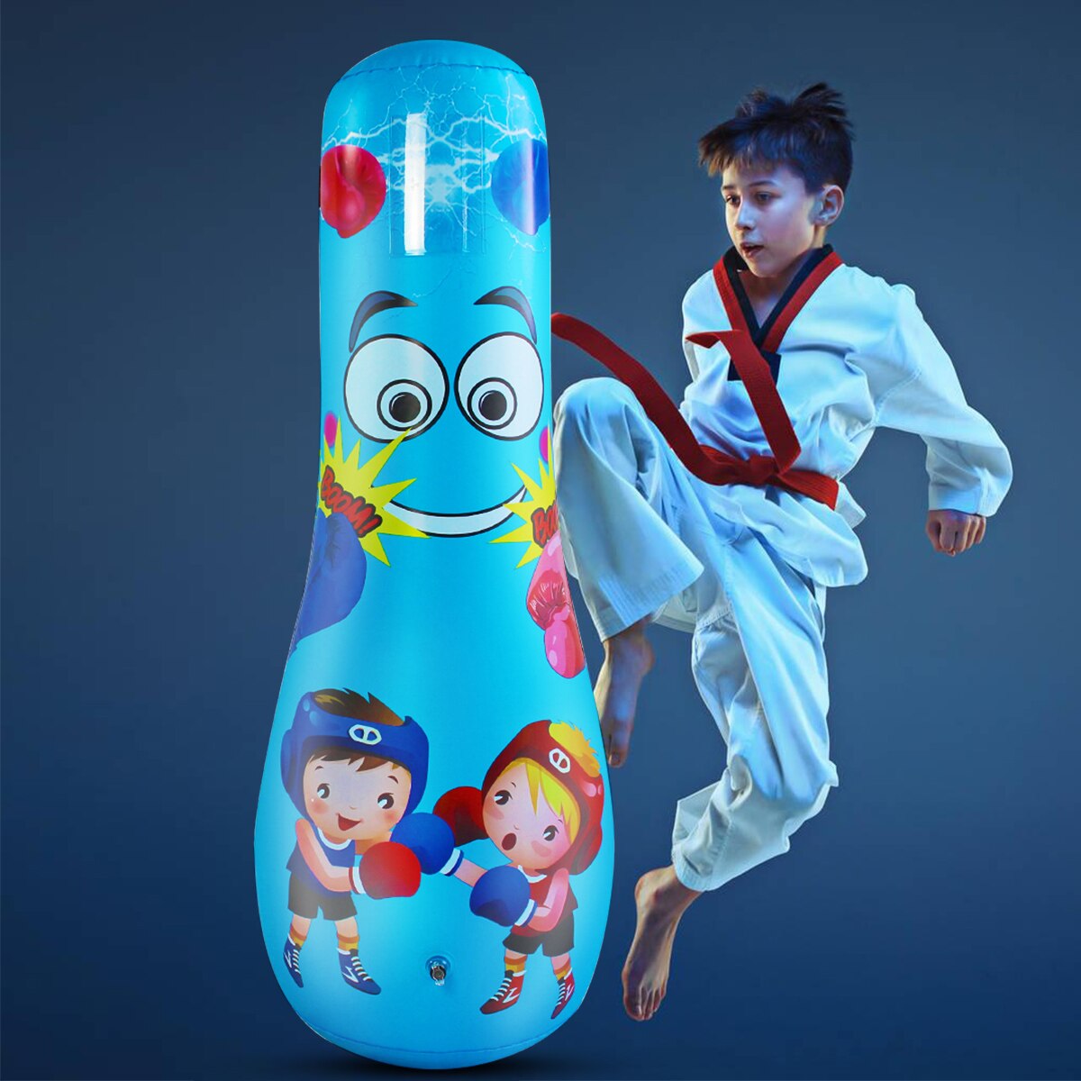 Unisex børn tumbler boksesæk fitness oppustelige børn sandsæk hjemmegymnastik fitness boksning kamp træning stress relief legetøj