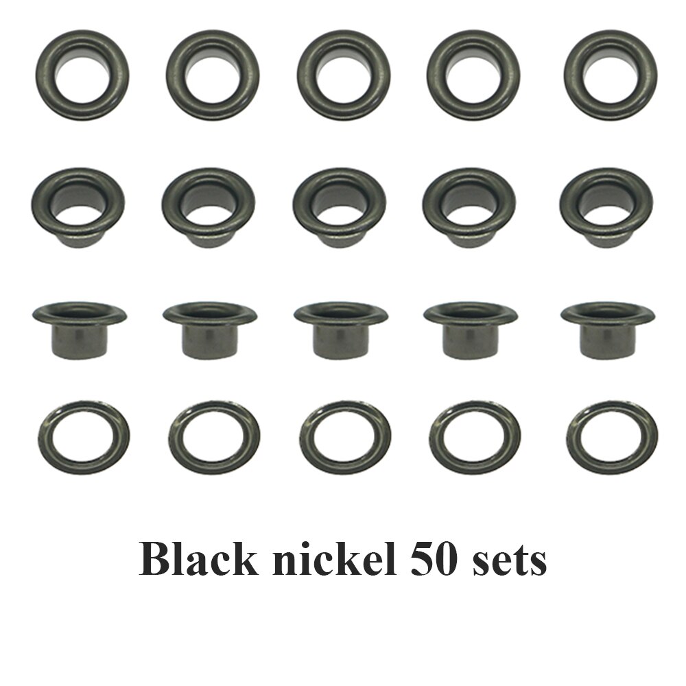 Special offer 50/100sets/pack(Outer diameter)9.5mm(internal )5mm price silver eyelets for bags: Black 50 sets