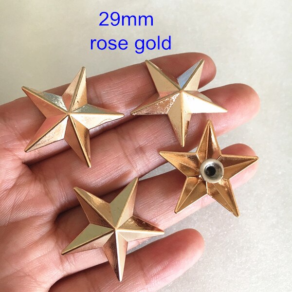 40 set van 29mm Grote Ster Cap Metalen Klinknagels Studs Voor Leer Ambachten, punk Rock Star Rivet Spike, Zilver/Goud/Brons/Zwart: rose gold color