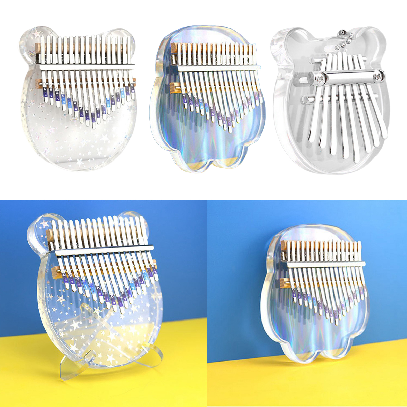 Kalimba en acrylique transparent 17 touches, Piano à pouce, doigt Mbira, Instrument de musique, pour enfants adultes, facile à jouer
