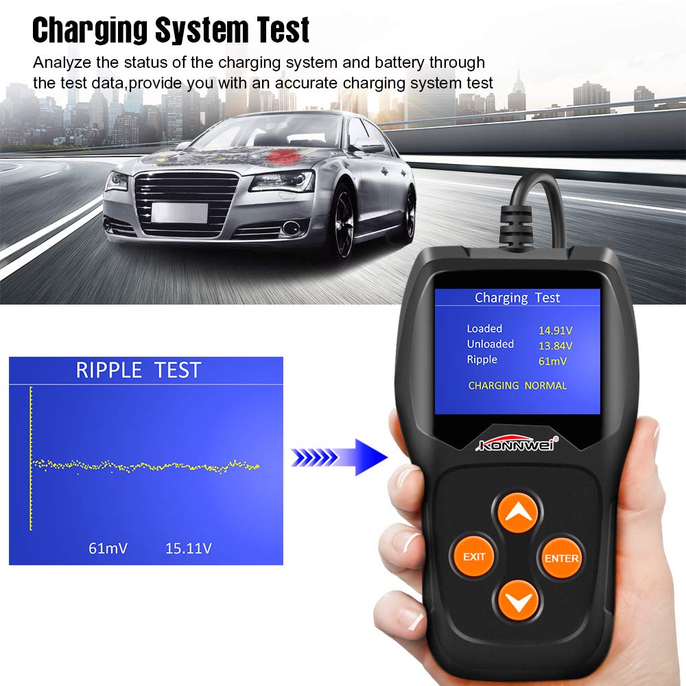 Car Battery Tester 12V 100-2000 CCA 220AH Automotive Battery Load Analyzer Alternator Tester Waveform Voltage Test