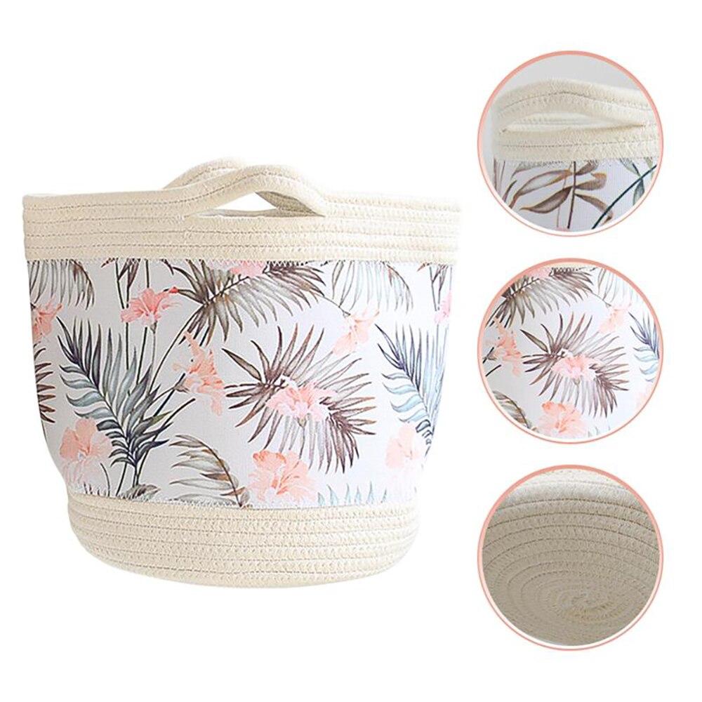 Collapsible Storage Basket Flower Baby Basket Fresh Green Leaf Toy Storage Bucket Dirty Clothes Basket Fabric Storage Bag