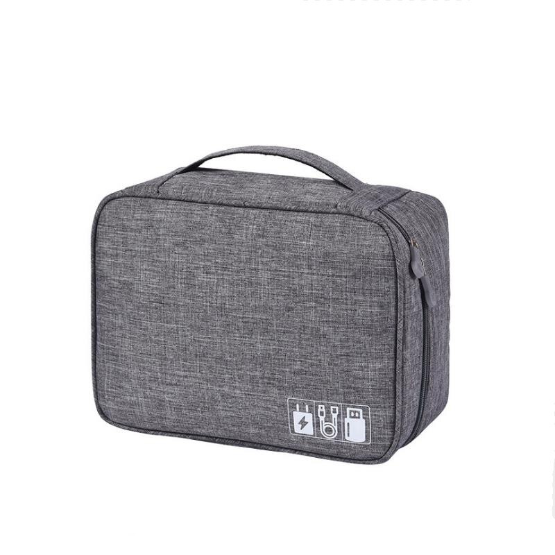 Bolsa de viagem portátil para aparelhos usb, bolsa para cosméticos e armazenamento de linha com carregador usb: Cinza