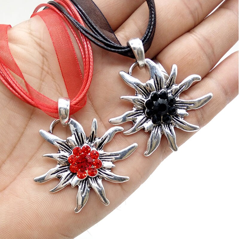 Collar con colgante Edelweiss de flor Vintage austriaco para mujer, disfraz tradicional de Dirndl de Oktoberfest, joyería alemana al por mayor