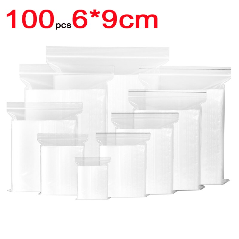 100PCS Transparent Sachet Zip Self Sealing Zip Plastic Bags Clear Bags Jewelry Packaging Bag Food Storage Bags: 6x9cm