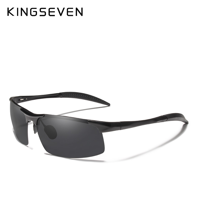 Kingseven mærke mænds briller polariseret belægning solbriller mænd solbriller kvinder beskyttelsesbriller nattesyn kører solbriller 7523: Sort grå