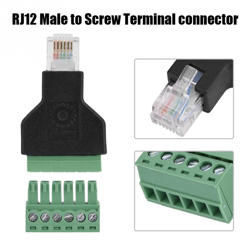1Pcs Ethernet RJ12 6P6C Male to 6 Pin Screw Terminals Adapter Connector