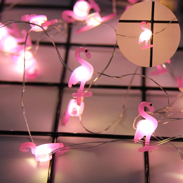 2m mini-led-lampor flamingo/enhörning/ananas ljus för sommaren hawaian fest stjärnljus girland bröllopsfest dekoration tillbehör: Flamingo