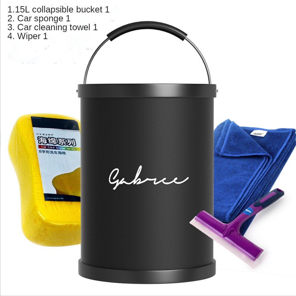 Car folding bucket car multi-function portable car with telescopic large outdoor fishing shrinking car wash special: Gold