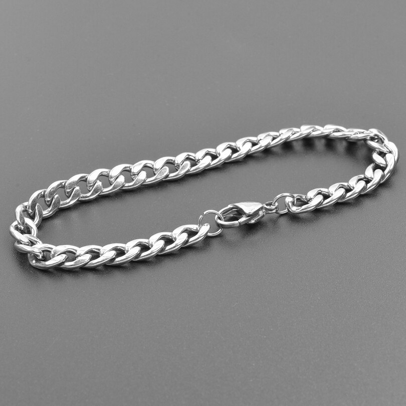 Rainbow Silver Color Link Chain Necklace For Women Men Accessories Stainless Steel Necklaces Bracelets Jewelry 20-90 cm