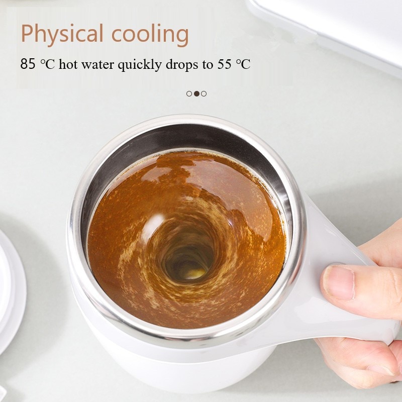 Taza automática de 380ml para café, leche y frutas, mezcladora eléctrica de acero inoxidable, giratoria, magnética