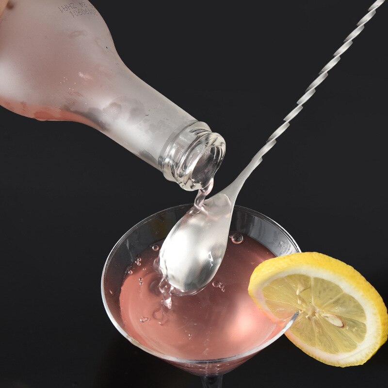 Stainless Steel Bar Cocktail Mixing Spoon Bar Spiral Drink Shaker Muddler Stirrer Mixing Spoon Cocktail Stirrer Bar Accessories