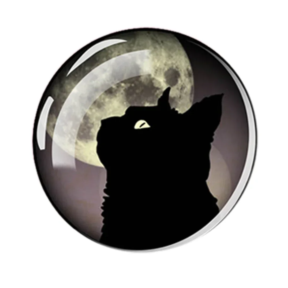 Imanes de nevera de gato negro, imanes de refrigerador para gatos, imanes decorativos de gatos lindos para armario de pizarra, imanes de gato bajo la luna: Borgoña