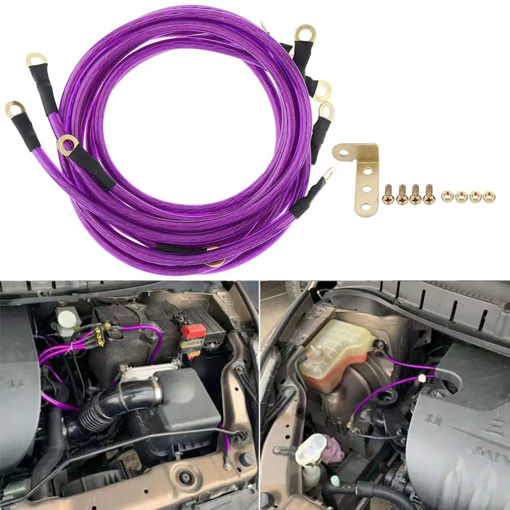Universal Car Earth Ground Cables 5 Point Grounding Wire Kit High Performance Improve Power Auto Grounding Wire Cable Kit Parts