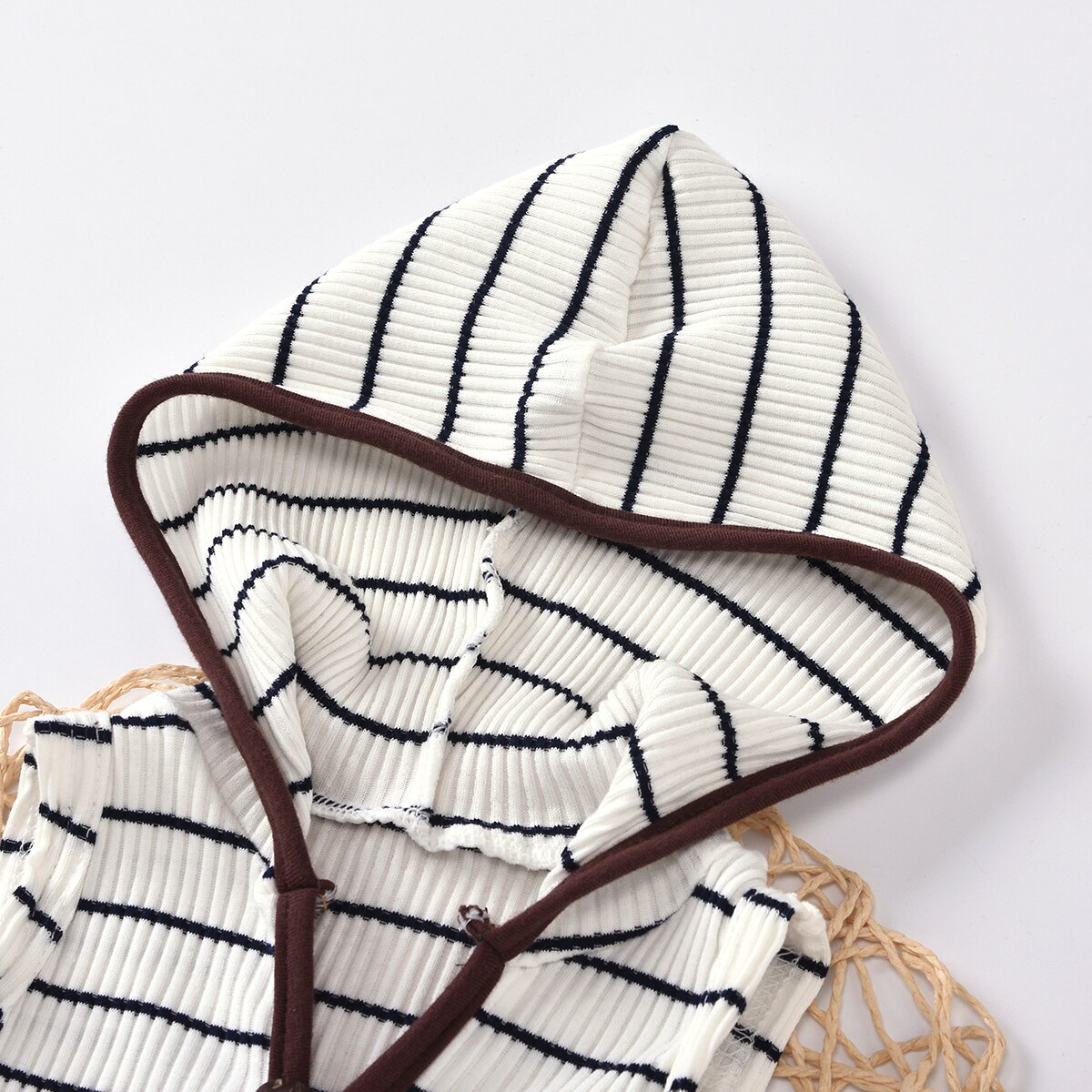 Décontracté bébé barboteuses à capuche 3 couleurs rayé tricoté bouton sans manches combinaison Outwear garçons filles vêtements