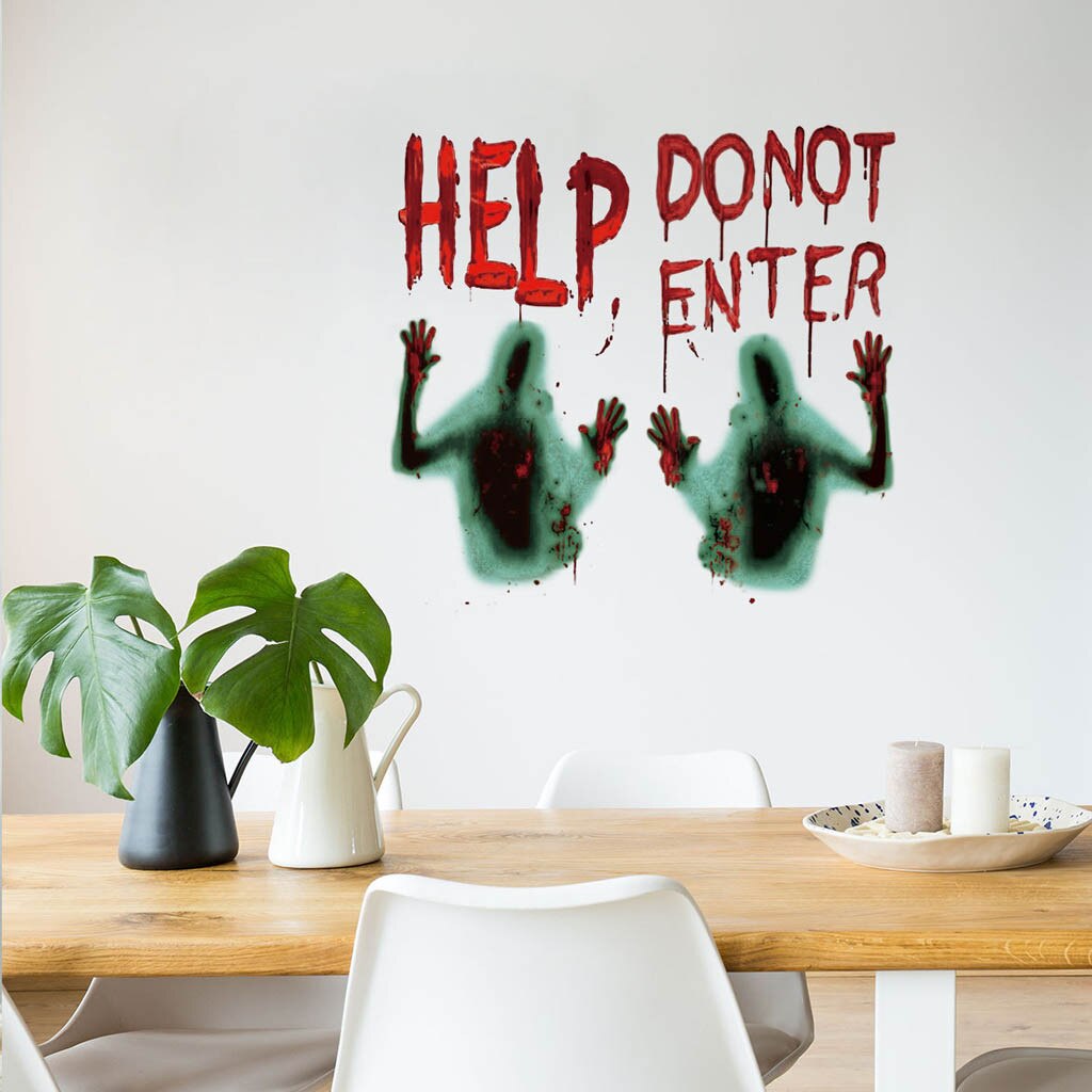 Cartel de ventana de decoración de Casa Encantada para de mascarada de Halloween, pegatina de pared de de Halloween, ventana ensanchada gigante #40, 2 uds.