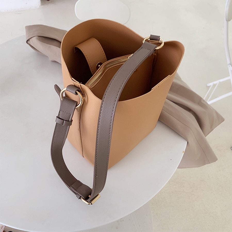 Casual Vrouwen Emmer Schoudertas Handtas Pu Lederen Grote Capaciteit Crossbody Tas Vrouwen Schoudertassen