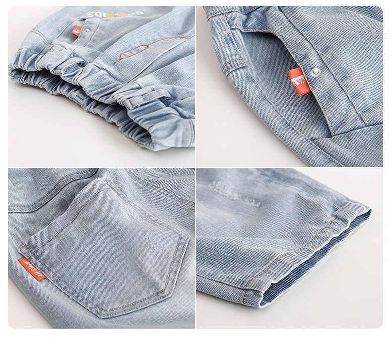 Kids Jeans Children Boys Summer Thin Pants Teenagers Boys Elastic Waist Denim Shorts Children Boys Solid Short Pants