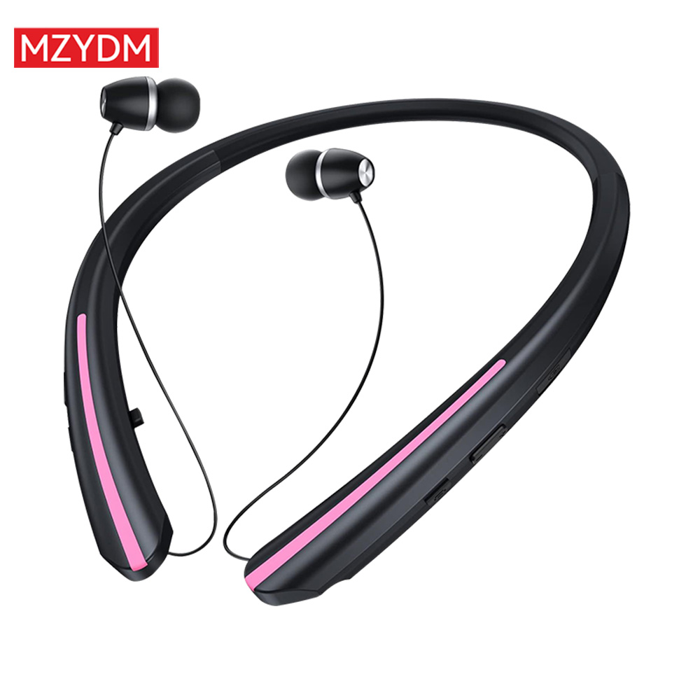 Bluetooth Neckband Headphones HX801 Noise Cancelling Sports Earbuds Waterproof HiFi Stereo Bass Wireless Headset Earphones: Pink