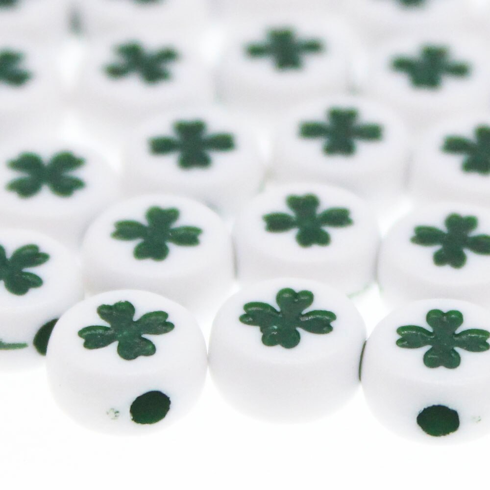 Chongai 200Pcs Ronde Acryl Lucky Clover Kralen Voor Sieraden Maken Kid Diy Materiaal Losse Spacer 4*7Mm