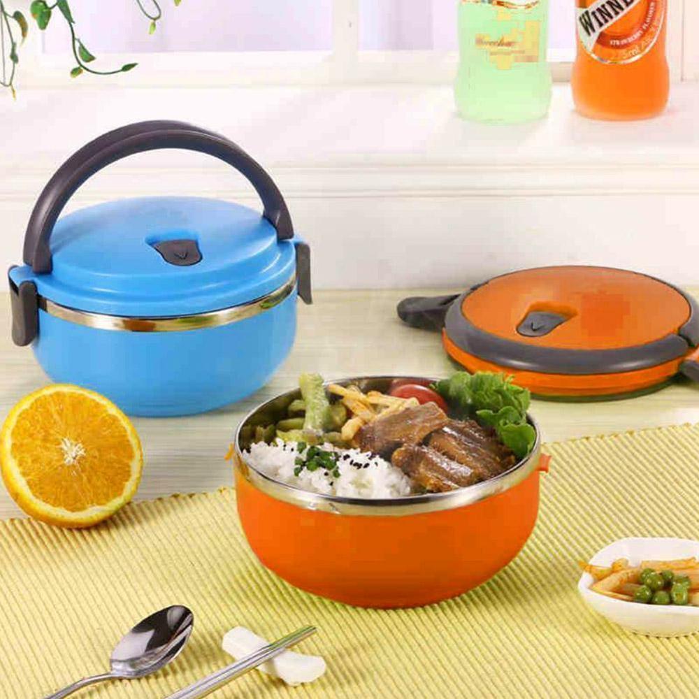 Insulated Lunch Box Steel Double Layer Picnic Case School Almuerzo Bento Box De Kids Office Caja Food Adults Cont U4K2