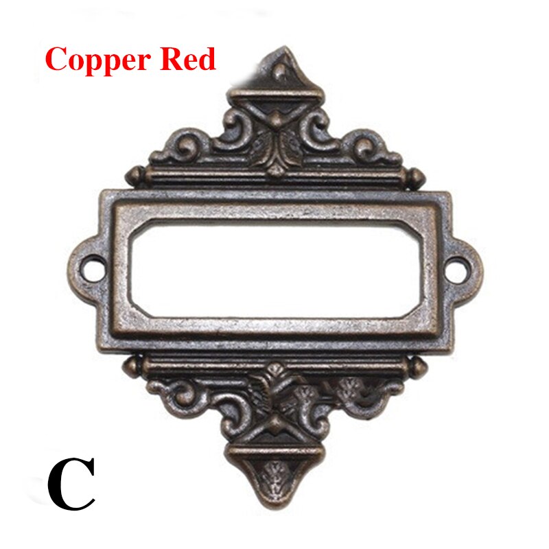 5pcs/Set Retro Furniture Cabinet Drawer Box Case Iron Metal Tag Label Pull Frame Handle File Name Card Holder: M