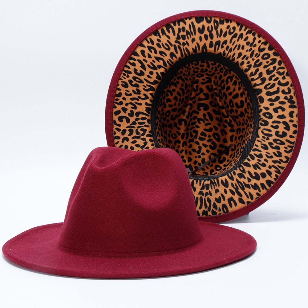 Fedora Vrouwen Hoeden Luipaard Print Patchwork Solid Mannen Vrouwen Panama Vilten Hoeden Winter Jazz Vrouwen Fedora Hoed Sombrero De Mujer: 01