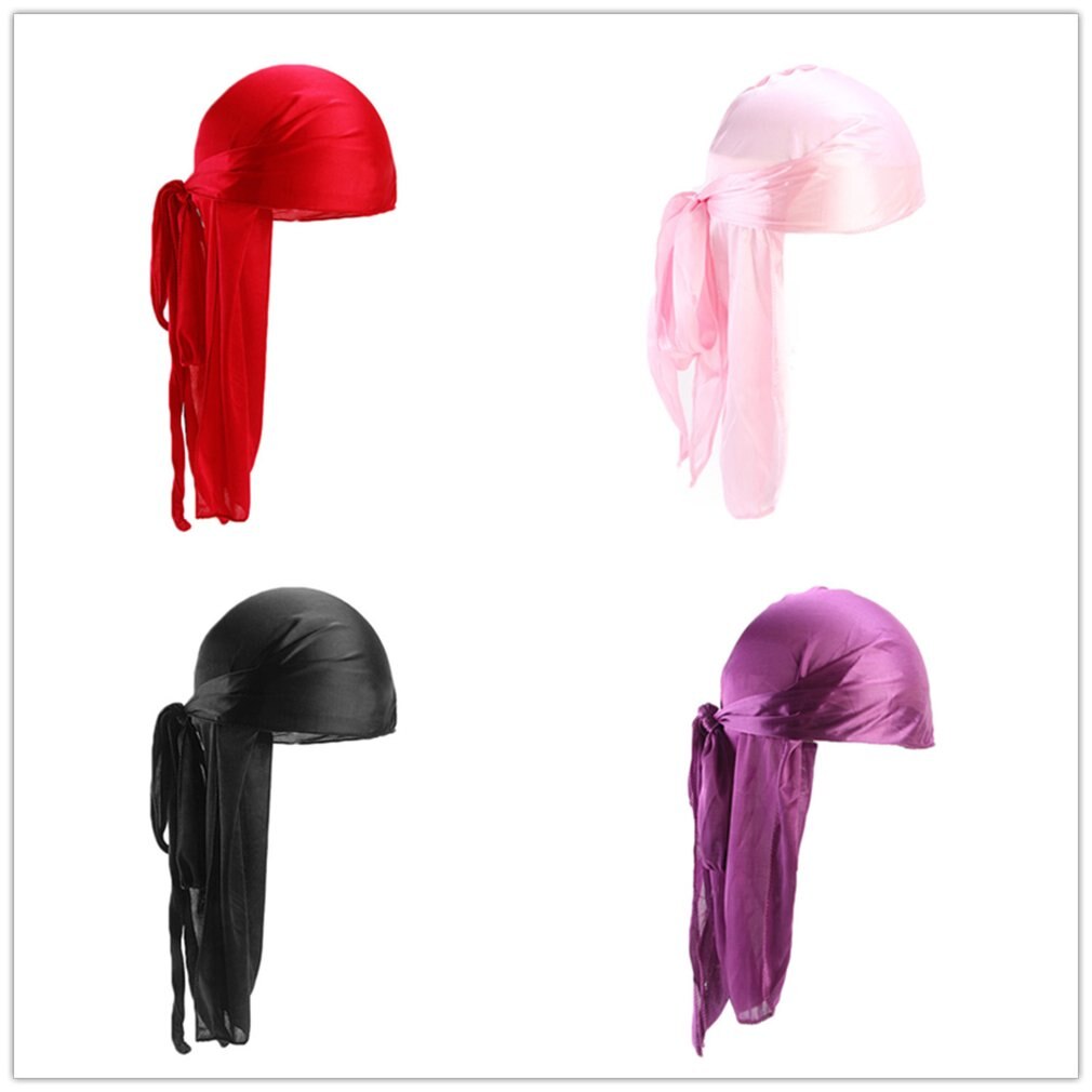 Männer Frauen Silk Satin Atmungsaktiv Seidig Durag 360 Welle Kühlen Bandana Hut Turban