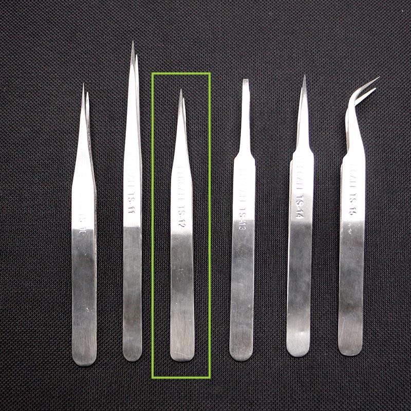 10Pcs/lot Tweezer Straight Stainless Stell Long Nose TS12