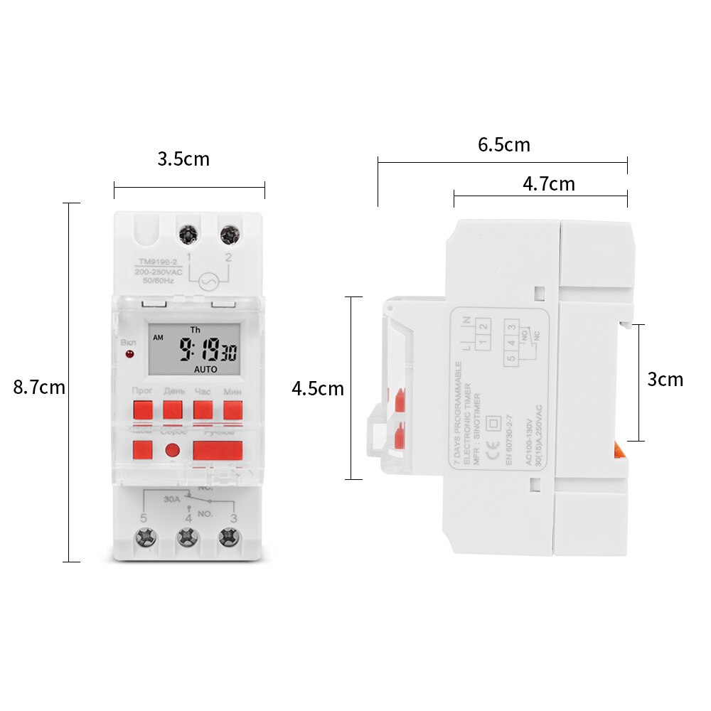 Heavy Duty 30A 5000W 5V 12V 24V 110V 220V 7 Days Programmable Timer Automatic Lighting Controller DIN Rail Installation