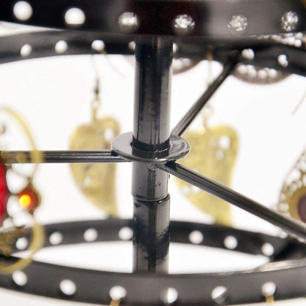 5-Tier Round Rotating Jewelry Organizer - Metal Display Stand Rack for Earrings, Necklaces