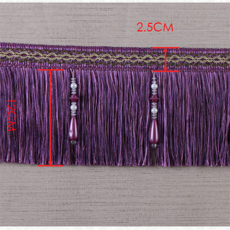Cinta de tela para tapicería de boda, adorno de flecos, borlas, cuentas exquisitas de lujo