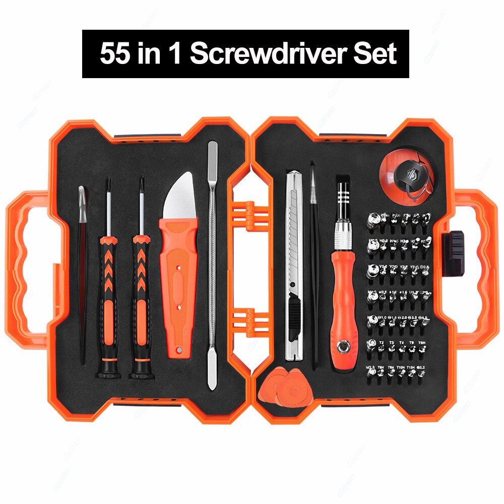 Draagbare Mobiele Telefoons Reparatie Tool Sets 55 In 1 Precisie Schroevendraaier Set Voor Iphone 11 8 7 Macbook Mobiele Telefoon reparatie Gereedschap Kit: Orange 55 in 1