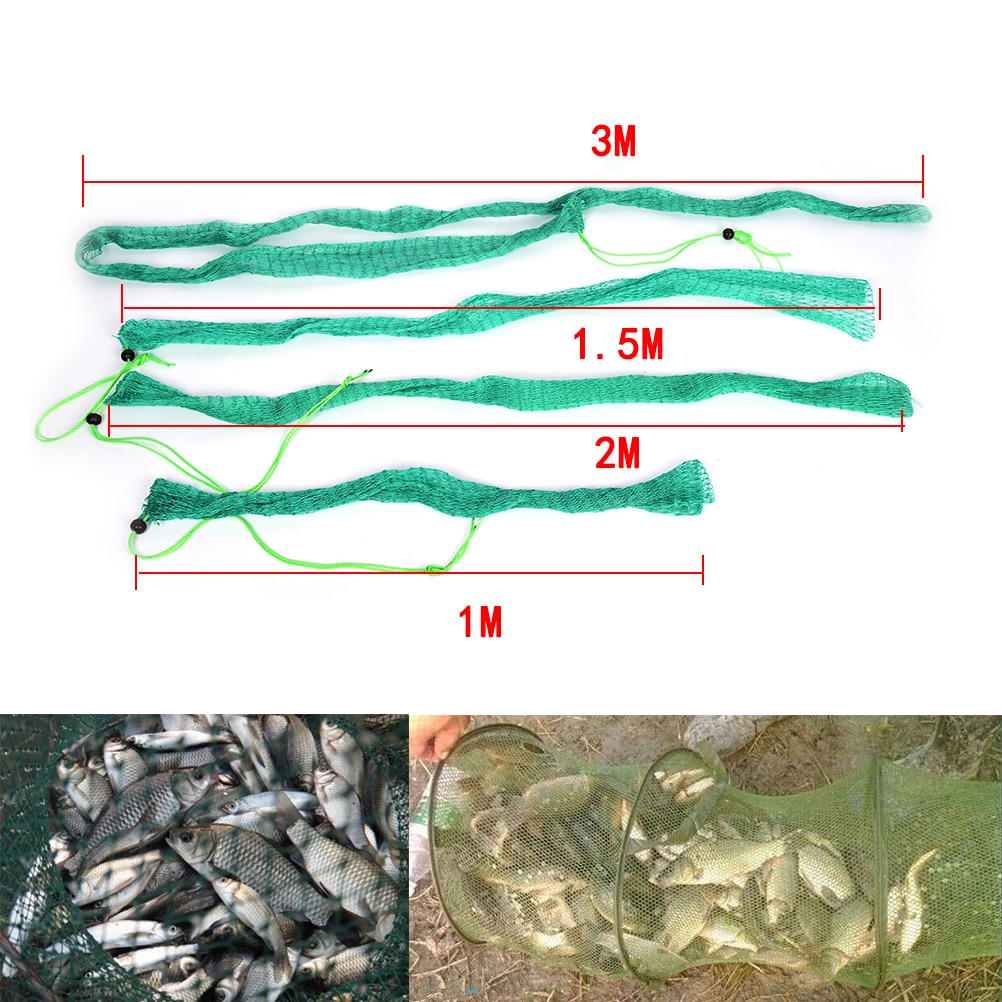Filet de pêche Super Long 3m/2m/1.5m/1m en fil épais, sac de Protection en maille de poisson, filet de poche, matériel de pêche