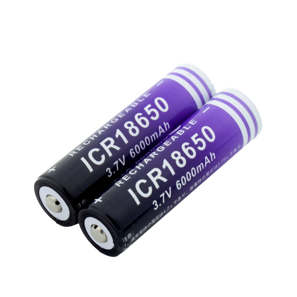 18650 batterie 3,7 V 6000mAh ICR 18650 wiederaufladbare liion Lithium-batterie für LED taschenlampe Mini Fan batery Li-Ion bateria: 2 Stücke