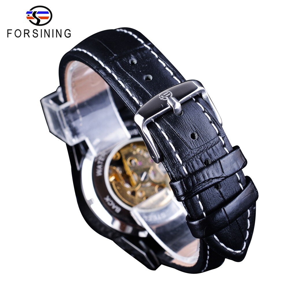 Forsining Diamant Display Dragon Zwart Gouden Lichtgevende Hand Transparante Mannen Kijken Topmerk Luxe Waterdicht Mechanische Horloges