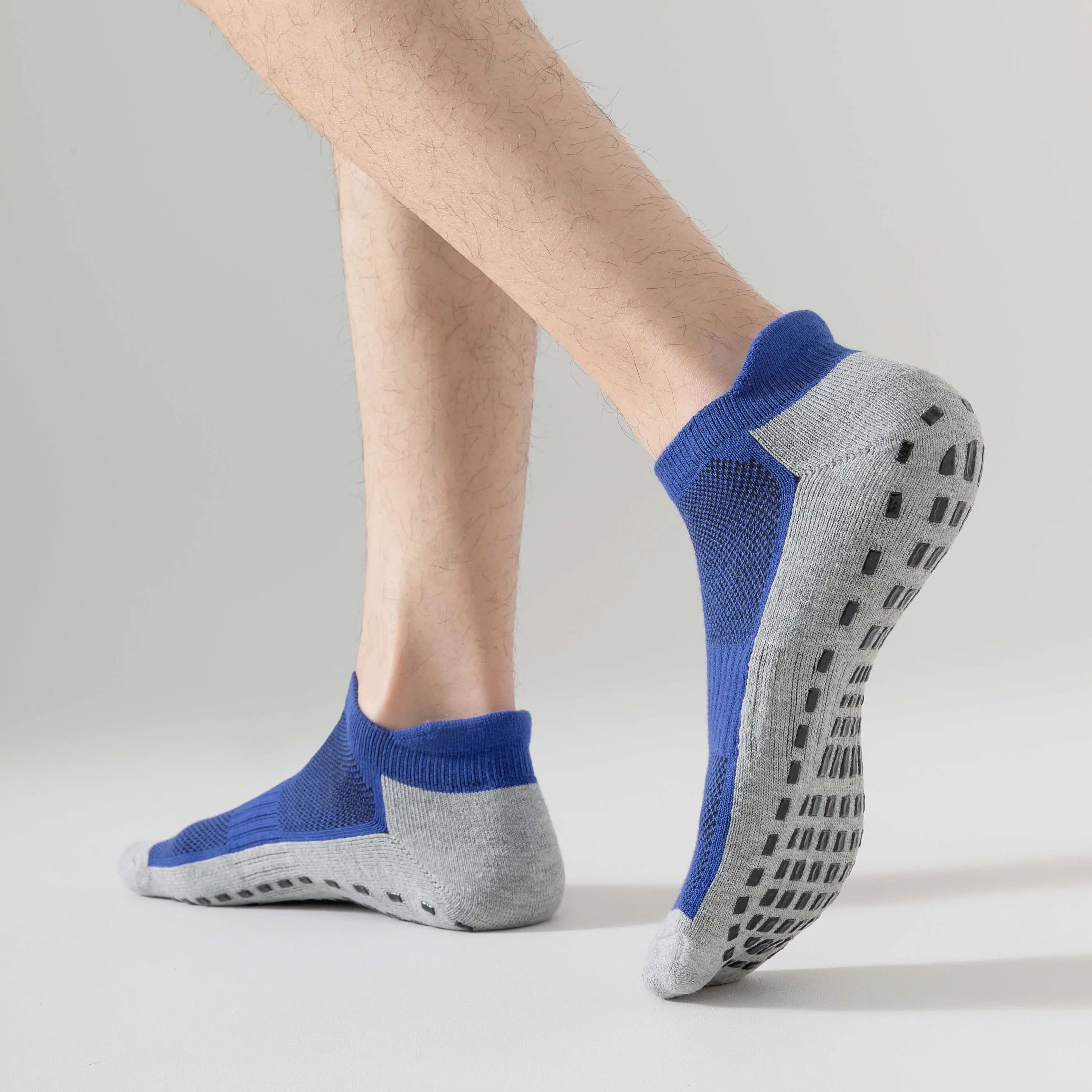 Voetbalsokken, verdikte handdoeksokken, basketbalsokken met korte buis voor heren, antislip- en slijtvaste sportsokken van siliconen