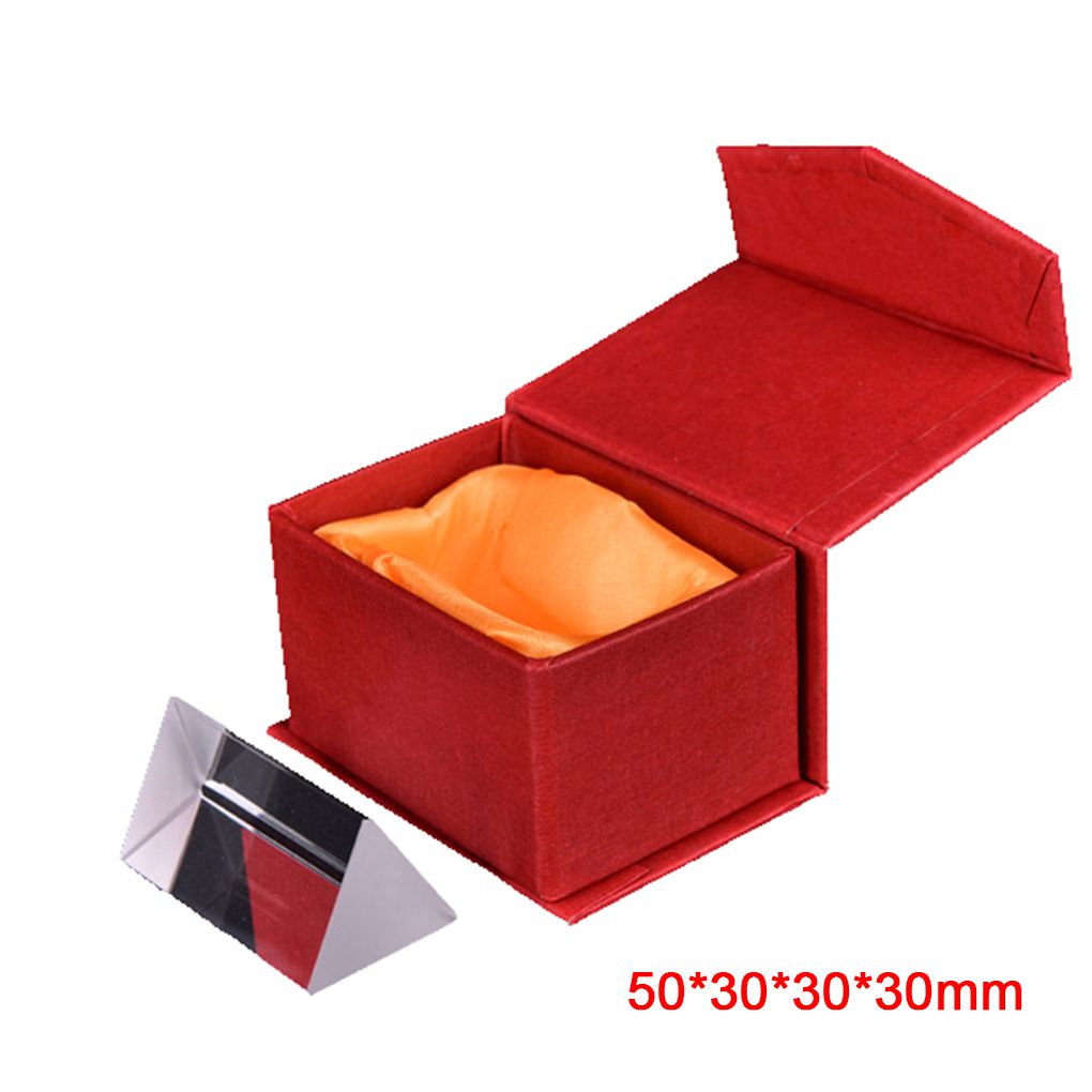 5 cm x 3 cm Rainbow Optical Glass Triple Triangular Prism Physics Teaching Light Spectrum with Box