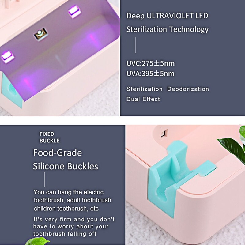 UVC-LED Ultraviolet Toothbrush Holder Disinfection Tool Automatic Toothpaste Dispenser Holder Cleaner