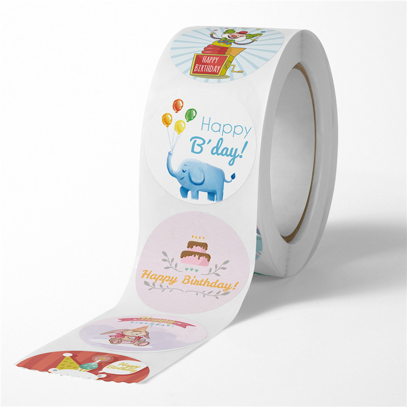 Round Cute Cartoon Animal Birthday Party Decoration Sticker Handmade Cake Baking Seal Sticker Envelope Invitation Sticker