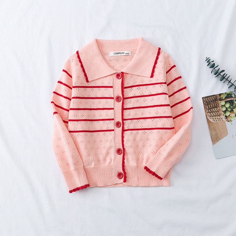 Kindervest jas lente herfst meisjeskleding uitgehold katoenen gebreide trui jas  bc996
