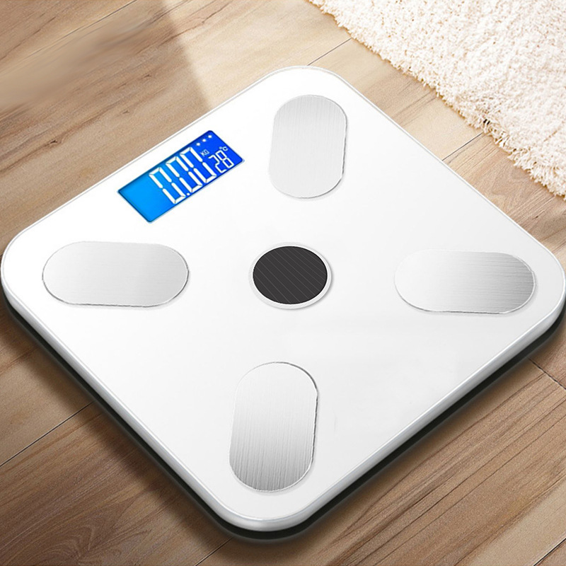 Digital Body Fat Scale BMI Weight Scales Bluetooth Body Fat Measurement Device Smart Body Weight Analyzer Bathroom Floor Scale: white Solar charging